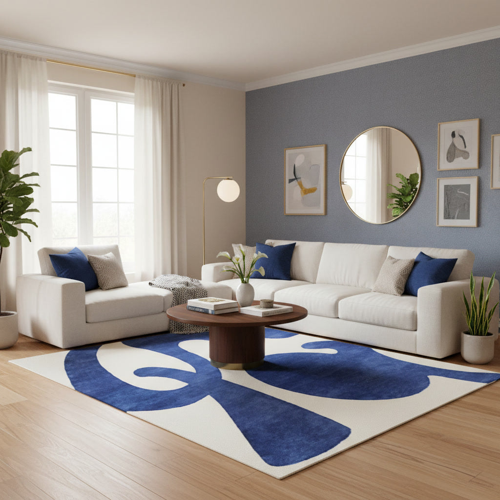 Tapis bleu abstrait