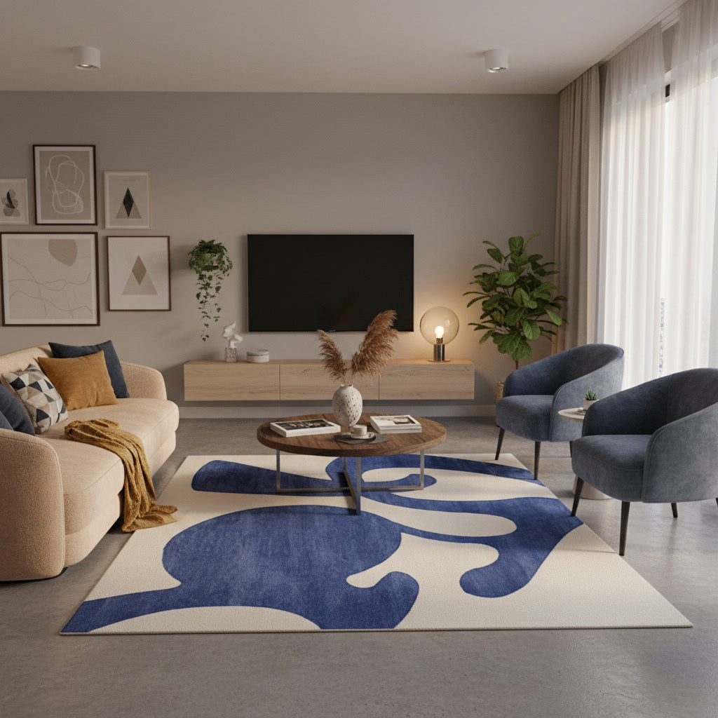 Tapis bleu abstrait