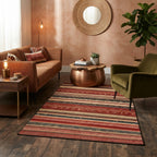 Tapis Bohème Rayé Rétro Rouge
