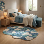 Tapis moderne à forme irrégulière bleu