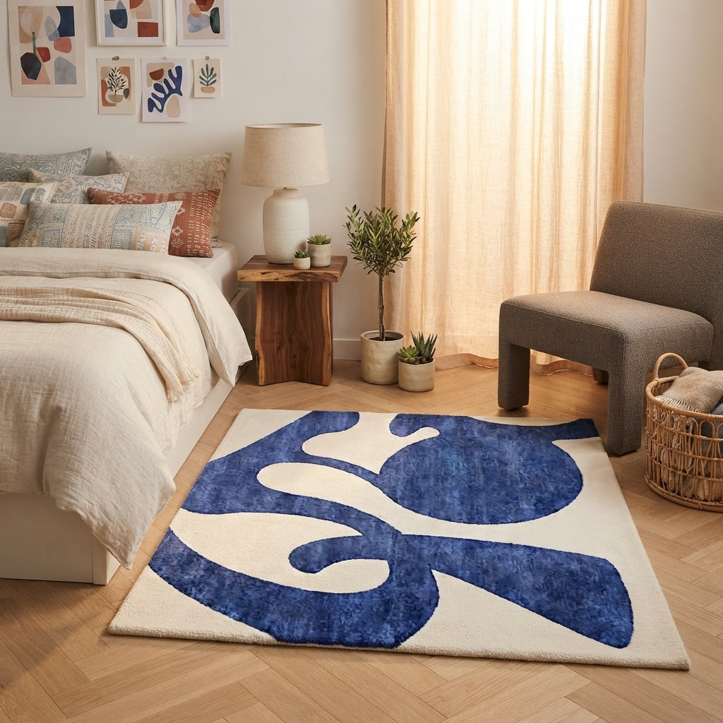 Tapis bleu abstrait