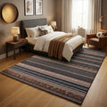 Tapis Bohème Rayé Rétro Bleu