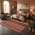 Tapis Bohème Rayé Rétro Rouge