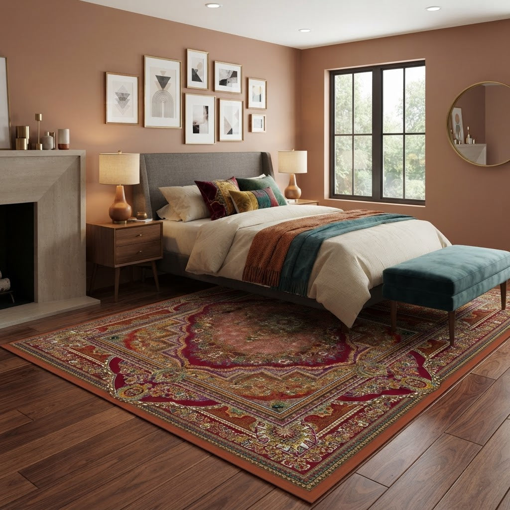 Tapis persan vintage rouge