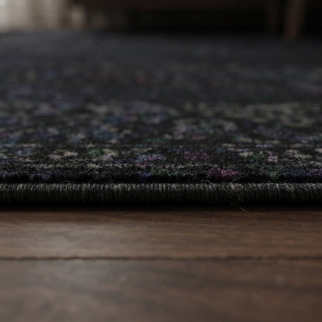 Tapis persan rétro noir A01