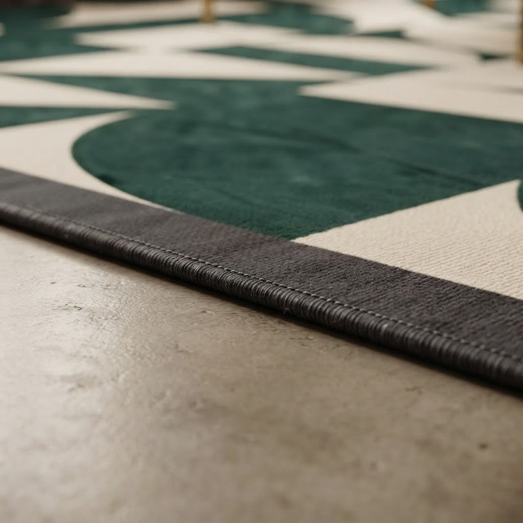 Tapis géométrique abstrait vert
