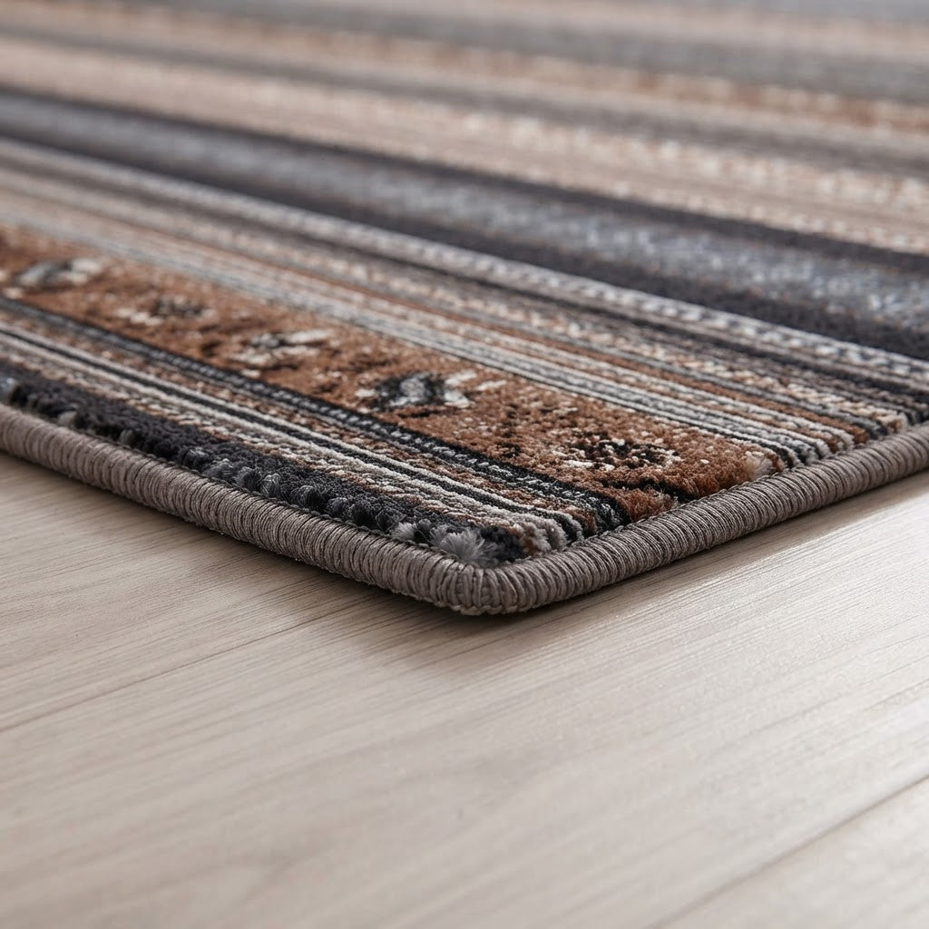 Tapis Bohème Rayé Rétro Bleu