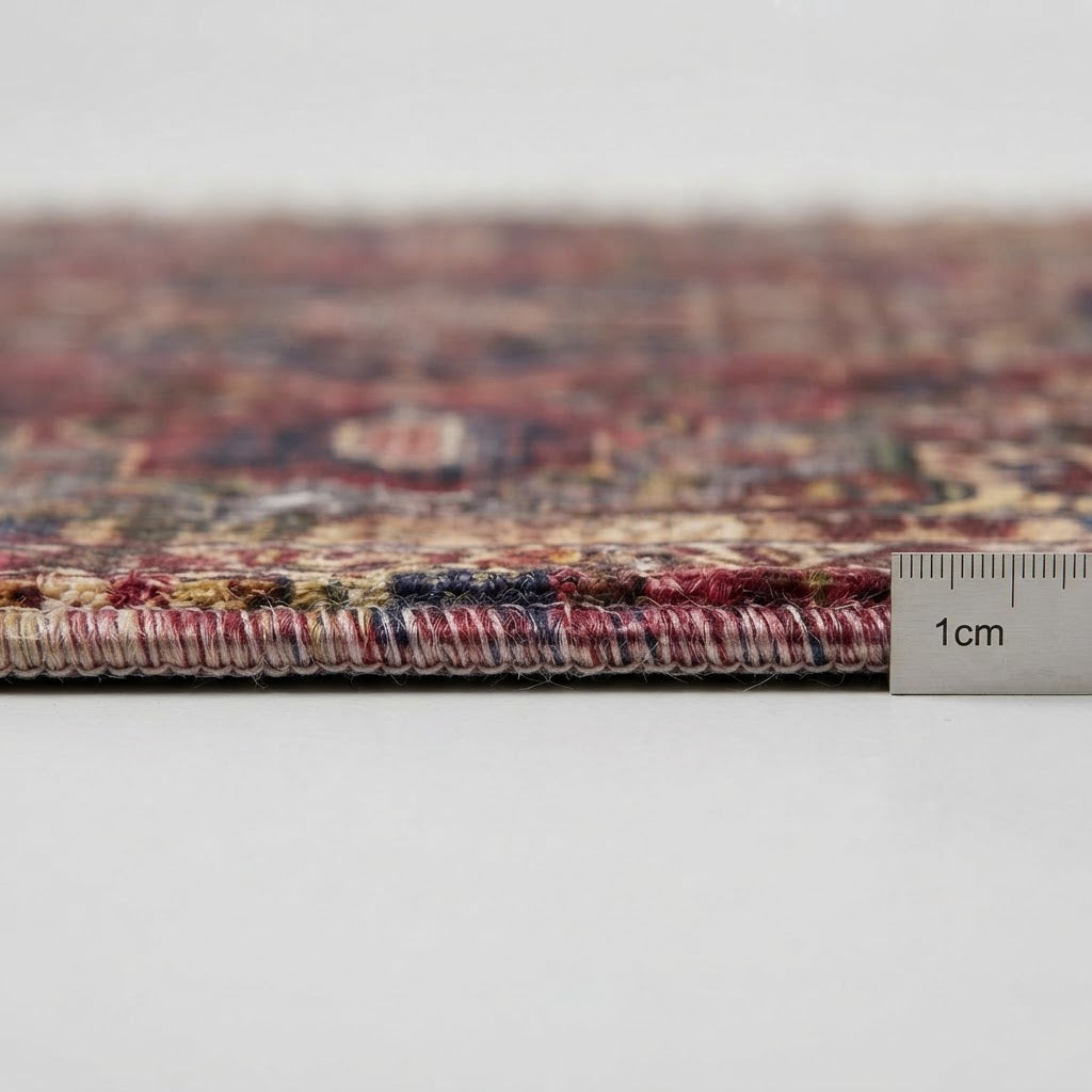 Tapis vintage rouge à pampilles