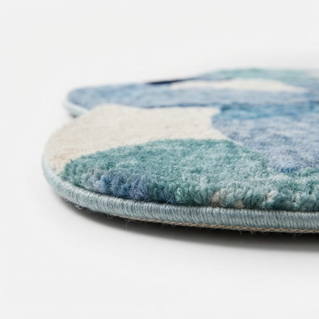 Tapis moderne à forme irrégulière bleu