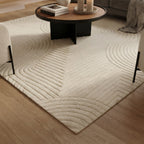 Tapis de salon crème à motif géométrique