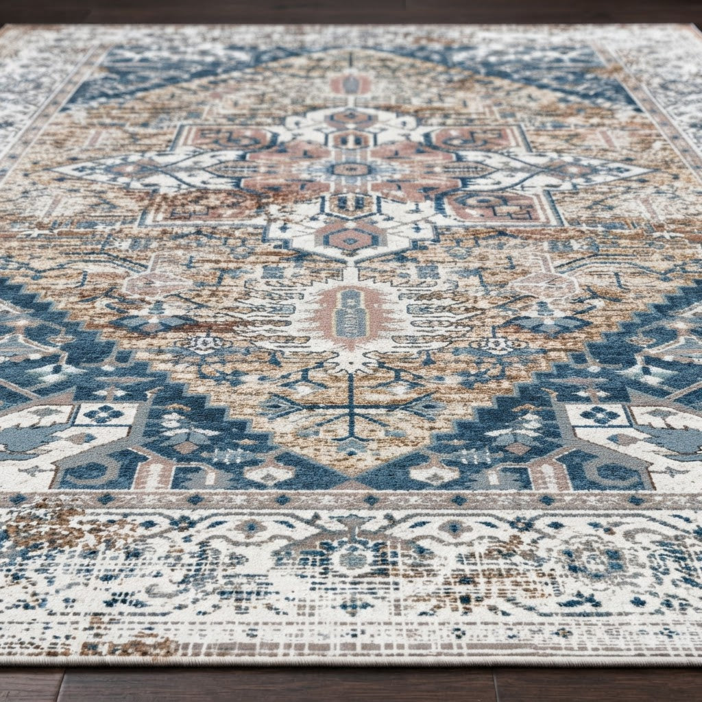 Tapis persan vintage bleu