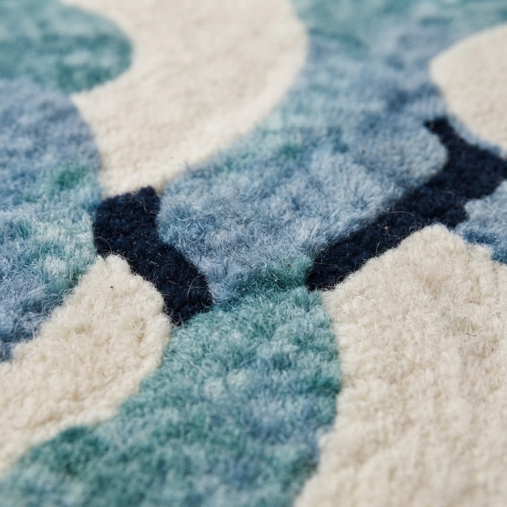Tapis moderne à forme irrégulière bleu