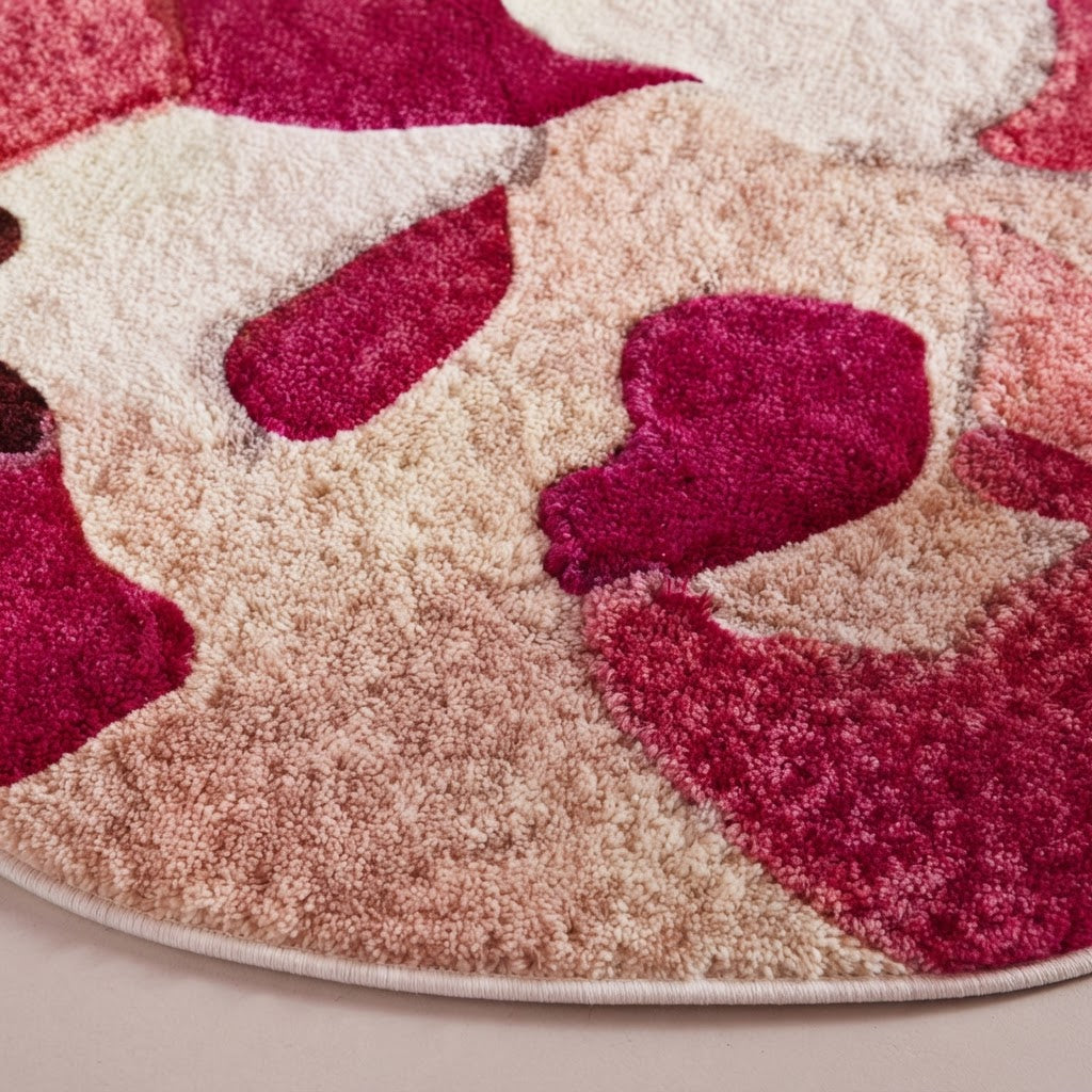 Tapis moderne à forme irrégulière rose