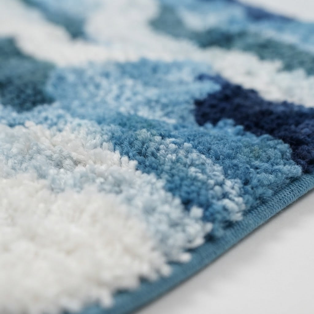 Tapis vague de mer bleu