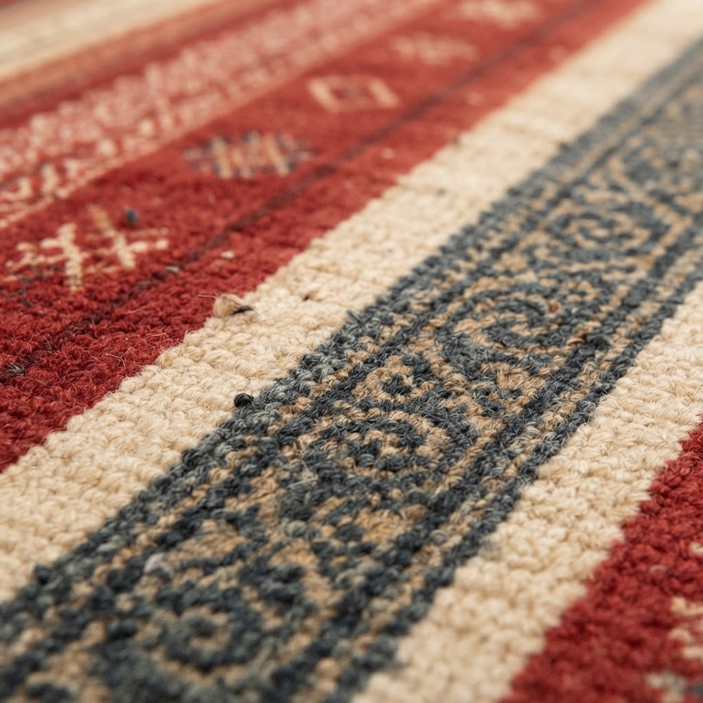 Tapis Bohème Rayé Rétro Rouge
