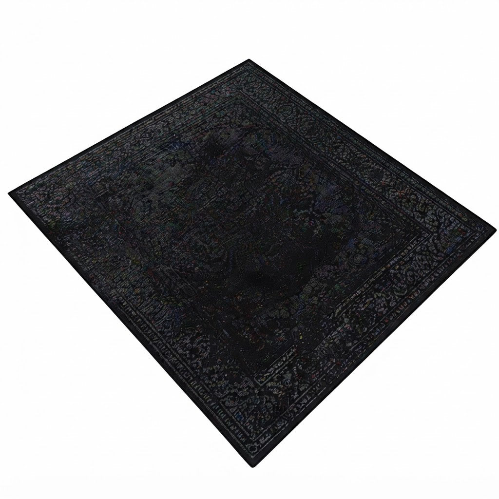 Tapis persan rétro noir A01