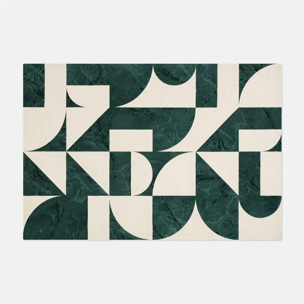 Tapis géométrique abstrait vert