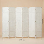 Paravent pliable 6 panneaux en bois blanc