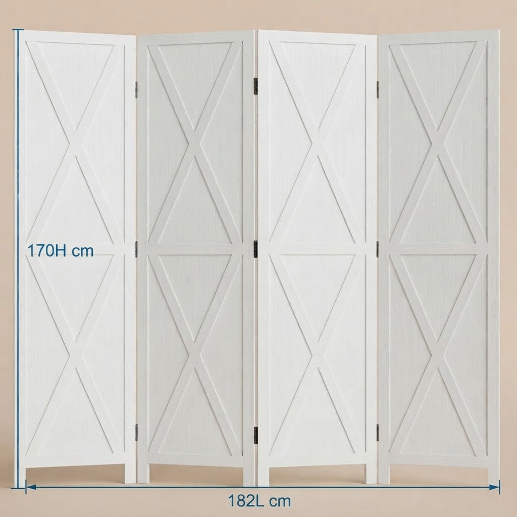 Paravent campagnard en bois blanc