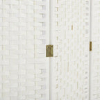 Paravent pliable 6 panneaux en bois blanc